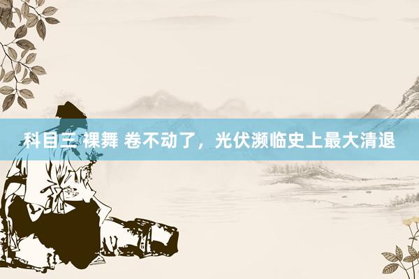 科目三 裸舞 卷不动了，光伏濒临史上最大清退