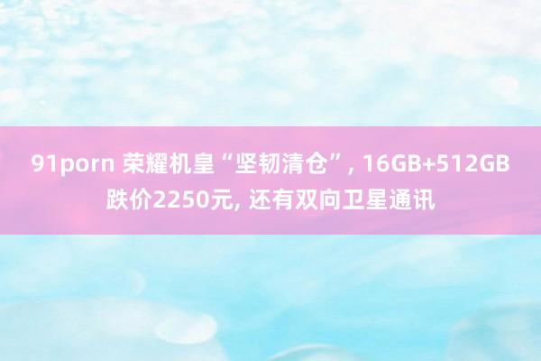 91porn 荣耀机皇“坚韧清仓”， 16GB+512GB跌价2250元， 还有双向卫星通讯