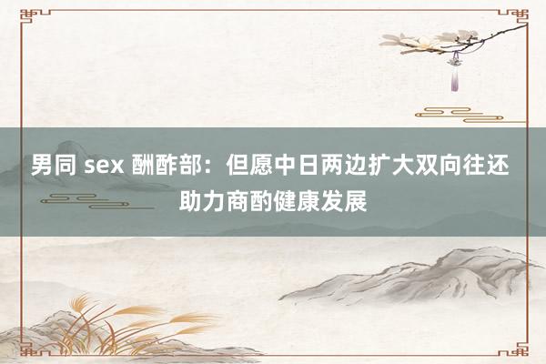 男同 sex 酬酢部：但愿中日两边扩大双向往还 助力商酌健康发展
